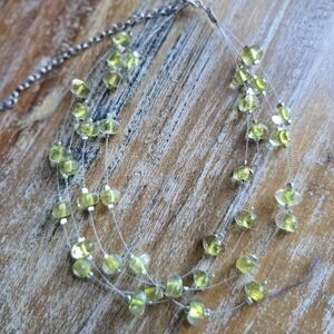 Green/Lime Beaded Silver Necklace